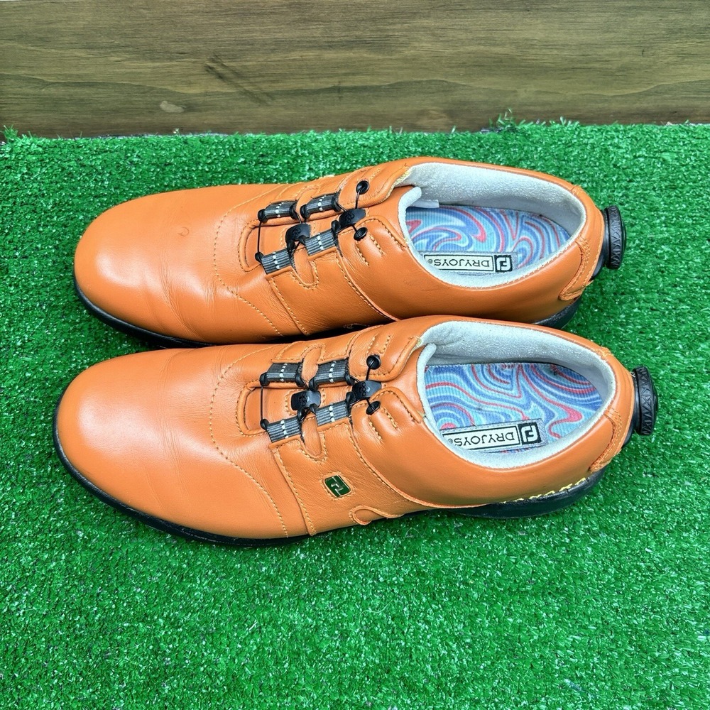 FootJoy Women's DryJoys Boa Shoes Size 7.5 N Orange Ladies Golf With Spikes - Picture 4 of 16